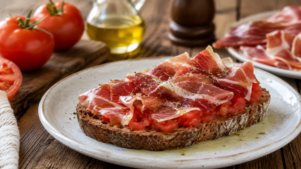 Tostada de Aceite de Oliva con Tomate y Jamón