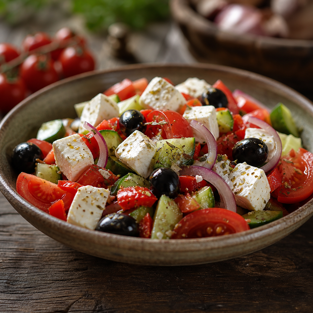 Receta de ensalada mediterranea con queso feta