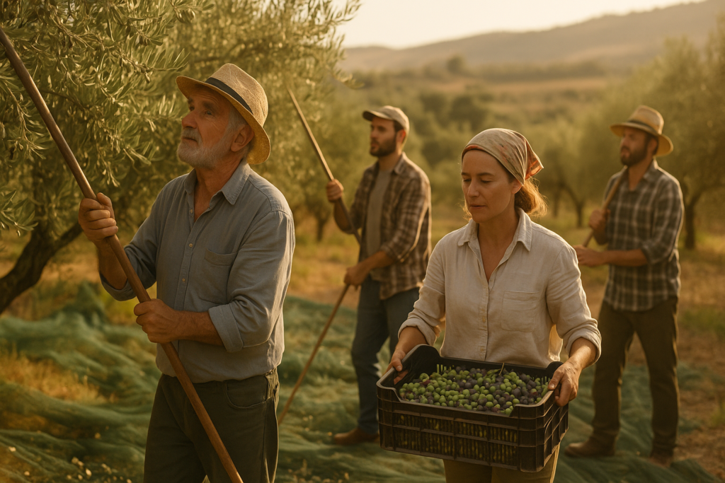 agricultores en la mayor región productora de aceite de oliva
