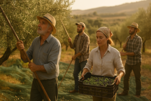 agricultores en la mayor región productora de aceite de oliva