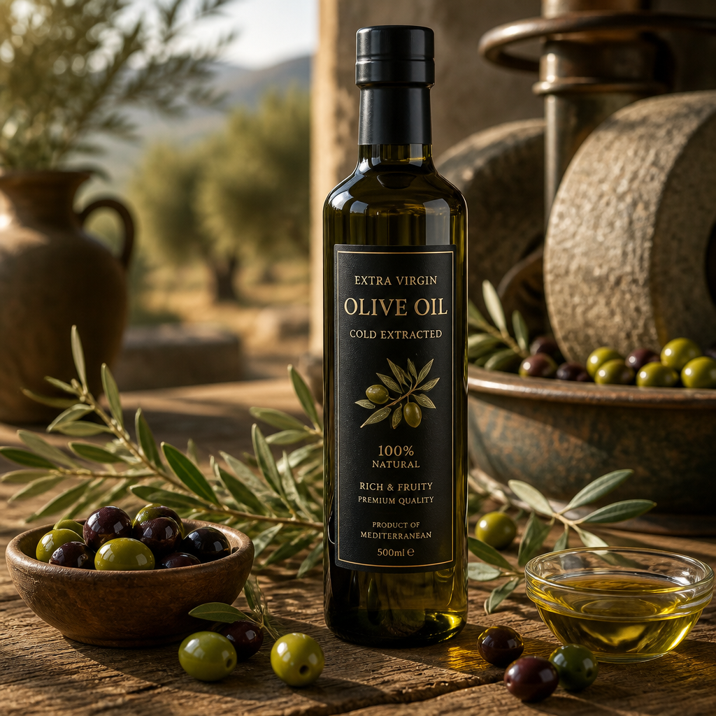 Botella de aceite de oliva virgen extra