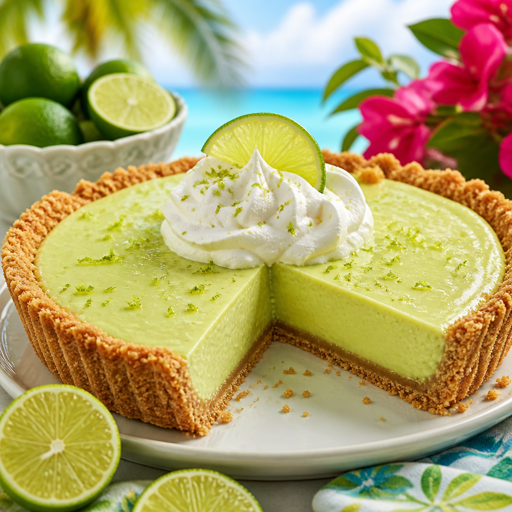 Deliciosa tarta de lima con base de galletas y crema