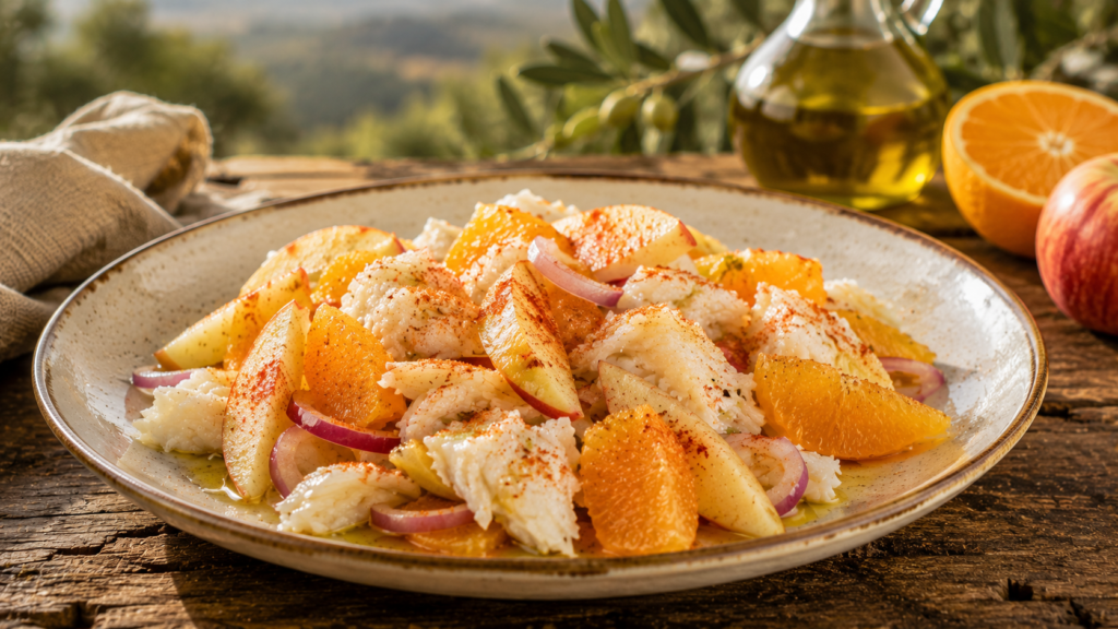 Ensalada de Naranja Manzana y Bacalao